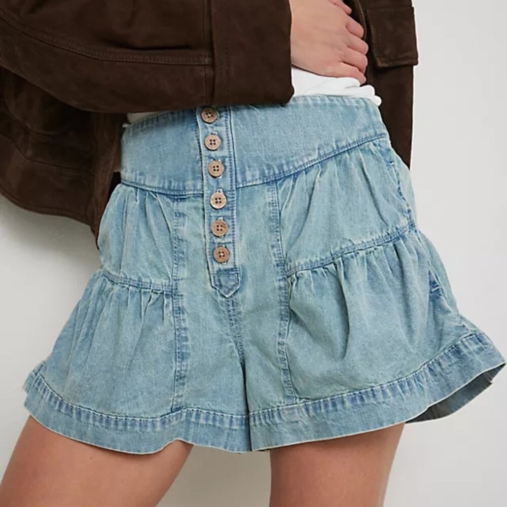 NWT We The Free Fleur Denim Shorts - Belle Blue - Picture 3 of 4
